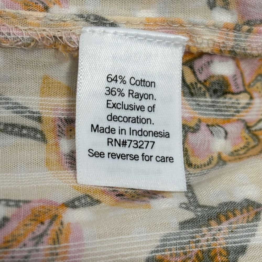 Cottagecore Floral Button-Front Tiered Midi Dress Smocked Boho Yellow Women XXL - Picture 7 of 12